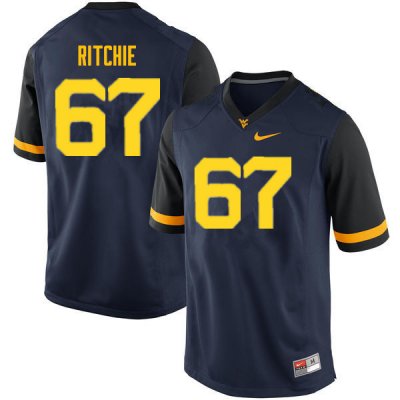 Men's West Virginia Mountaineers NCAA #67 Josh Ritchie Navy Authentic Nike Stitched College Football Jersey SE15P73LD